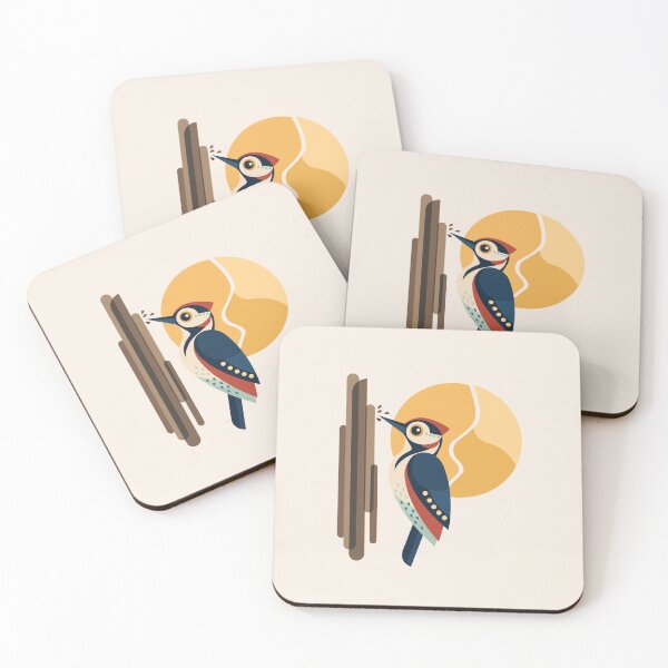 Item preview, Sunrise Woodpecker | Modern Geometric Bird Art designed and sold by Lucy Cooper.
