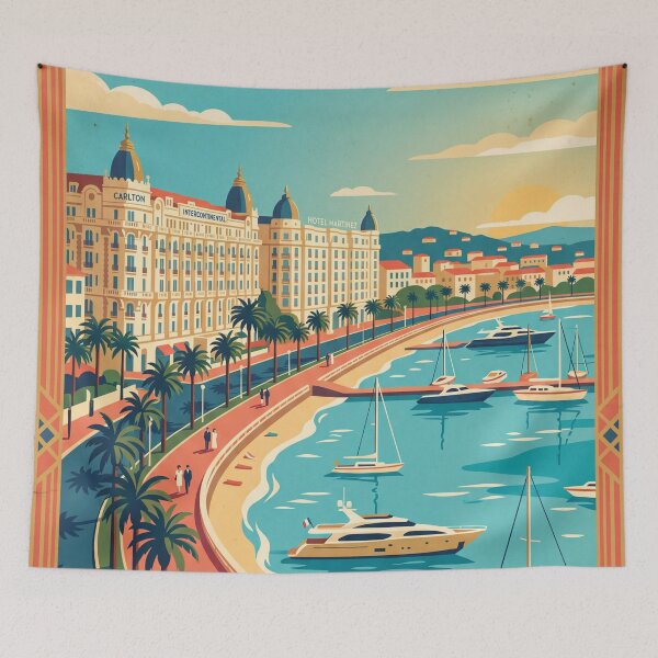 Item preview, Cannes France Vintage Travel Poster designed and sold by Bomax121.