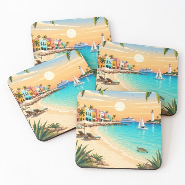 Item preview, Cozumel Retro Travel Print designed and sold by HomeLivingCo.