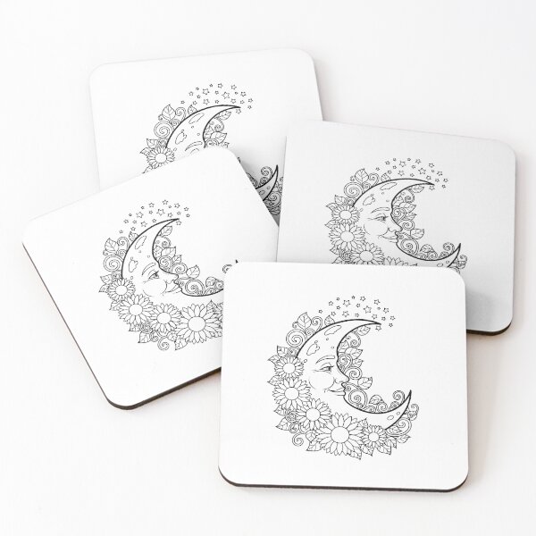 Item preview, Celestial Moon and Sunflowers Illustration designed and sold by ArtPer-design.