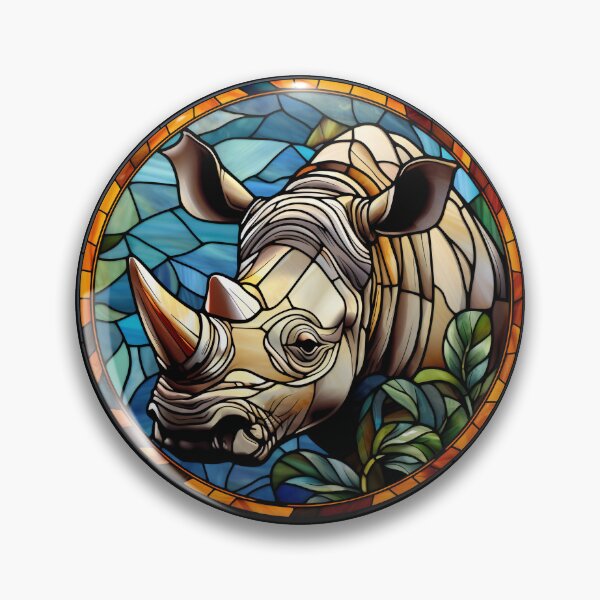 Item preview, Rhinoceros Stained Glass Leadlight Artistic Design Boys Girls designed and sold by rafaeltto.