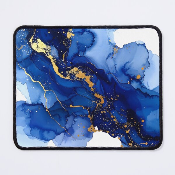 Item preview, Royal Blue and Gold Alcohol Ink Abstract designed and sold by BetweenForms.