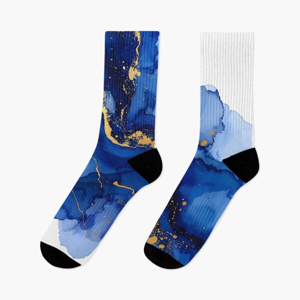 Item preview, Royal Blue and Gold Alcohol Ink Abstract designed and sold by BetweenForms.