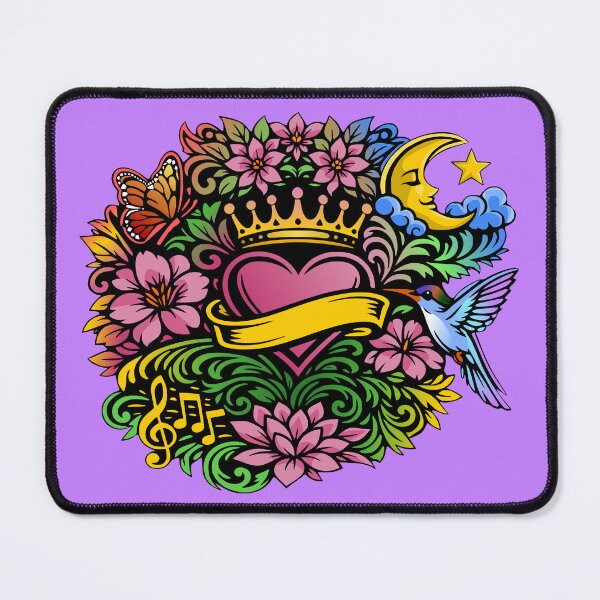 Item preview, Flower, heart, crown tattoo style motif designed and sold by Pommes im Bett.