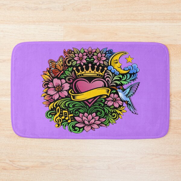 Item preview, Flower, heart, crown tattoo style motif designed and sold by Pommes im Bett.