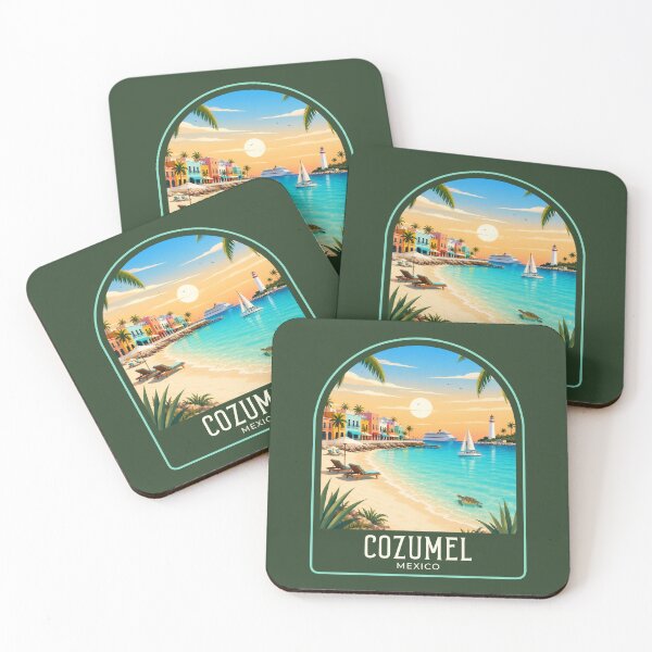Item preview, Cozumel Vintage Travel Illustration designed and sold by HomeLivingCo.