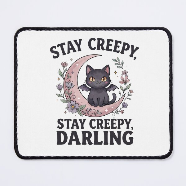 Item preview, Cute Goth Cat | Stay Creepy Darling | Pastel Goth Halloween Shirt designed and sold by Anastasiia Yurevych.