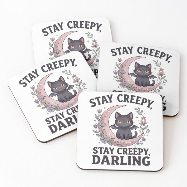 Item preview, Cute Goth Cat | Stay Creepy Darling | Pastel Goth Halloween Shirt designed and sold by Anastasiia Yurevych.
