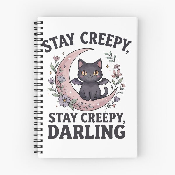 Item preview, Cute Goth Cat | Stay Creepy Darling | Pastel Goth Halloween Shirt designed and sold by Anastasiia Yurevych.