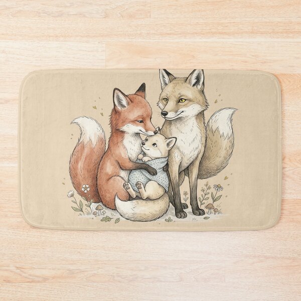 Item preview, Vintage Fox Family Watercolor Illustration designed and sold by WikaKowalczyk.