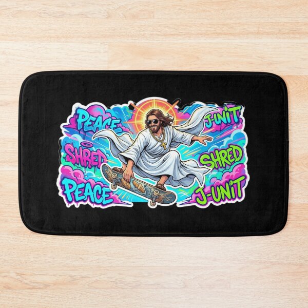 Item preview, Jesus Skateboarding - Funny Christian Skateboarding Humor Sarcastic Jesus Skating Longboard designed and sold by Sloyar.