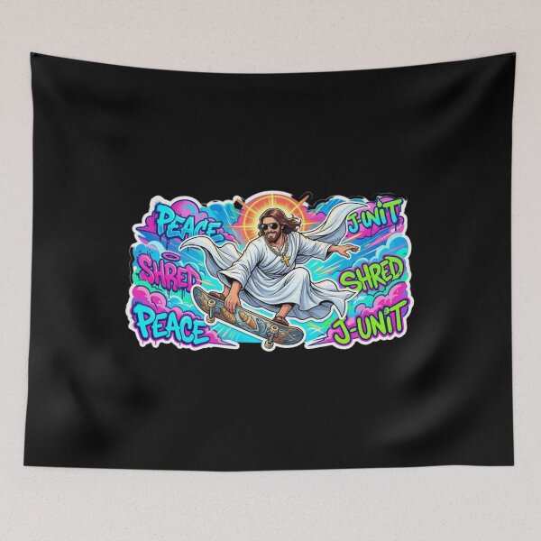 Item preview, Jesus Skateboarding - Funny Christian Skateboarding Humor Sarcastic Jesus Skating Longboard designed and sold by Sloyar.