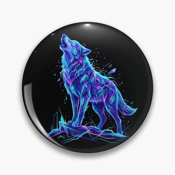 Item preview, Neon Wolf Cyberpunk Wildlife Art designed and sold by PlumArtDesign.