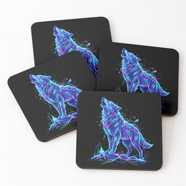 Item preview, Neon Wolf Cyberpunk Wildlife Art designed and sold by PlumArtDesign.