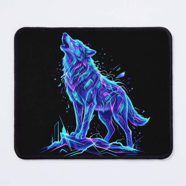 Item preview, Neon Wolf Cyberpunk Wildlife Art designed and sold by PlumArtDesign.