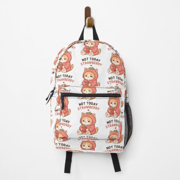 Item preview, Not Today Strawberry Cat | Cute Kawaii Aesthetic | Low Energy Mood Design designed and sold by The Mood Index.