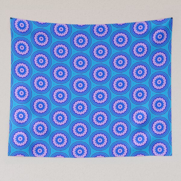Item preview, Blue Purple Abstract Floral Geometric Pattern designed and sold by SweetLilith.