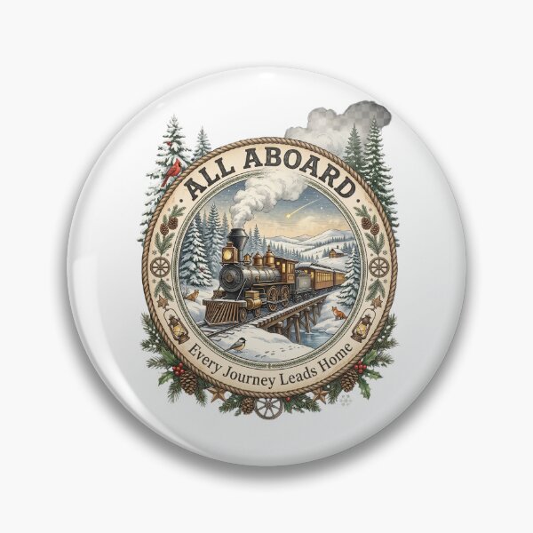Item preview, All Aboard Vintage Christmas Train Heritage Badge designed and sold by Roy & Tiffany.