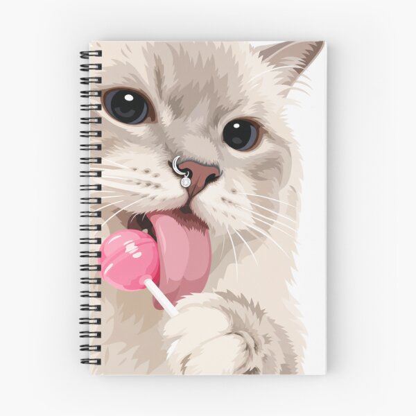 Item preview, Cute Cat with Lollipop and Nose Ring designed and sold by minbadesign.