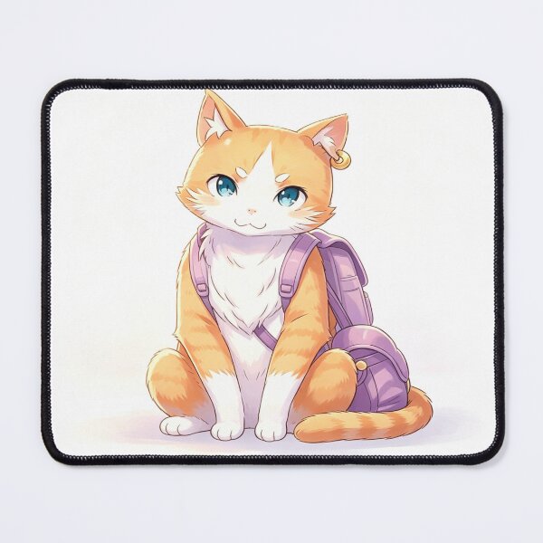 Item preview, Anime Cat with Backpack - Kawaii Orange Kitten Art designed and sold by ZINO WORLD.