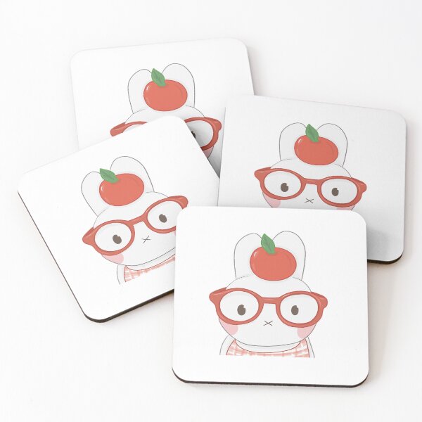 Item preview, Bunny with glasses and an apple on its head designed and sold by Sunshine_doodle_club.