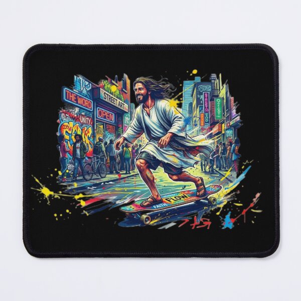 Item preview, Jesus Skateboarding - Funny Christian Skateboarding Humor Sarcastic Jesus Skating Longboard designed and sold by Sloyar.