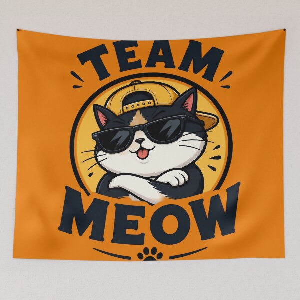 Item preview, Team Meow Cool Cat with Sunglasses – Funny Kawaii Cat Graphic Design designed and sold by IMuDesigner.