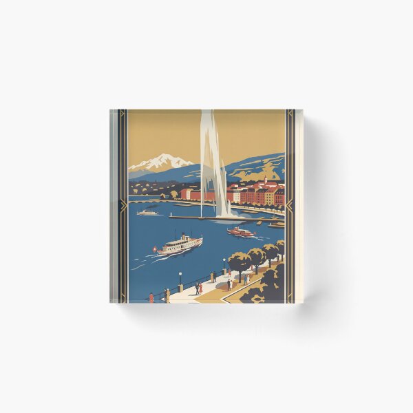 Item preview, Geneva Switzerland Vintage Travel Poster designed and sold by Bomax121.
