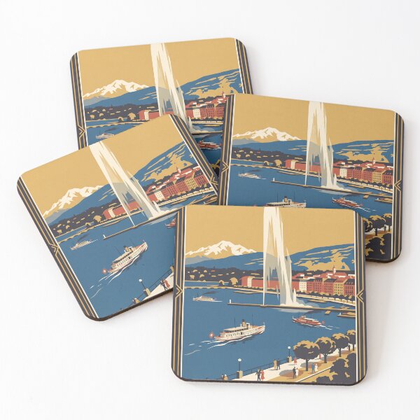 Item preview, Geneva Switzerland Vintage Travel Poster designed and sold by Bomax121.
