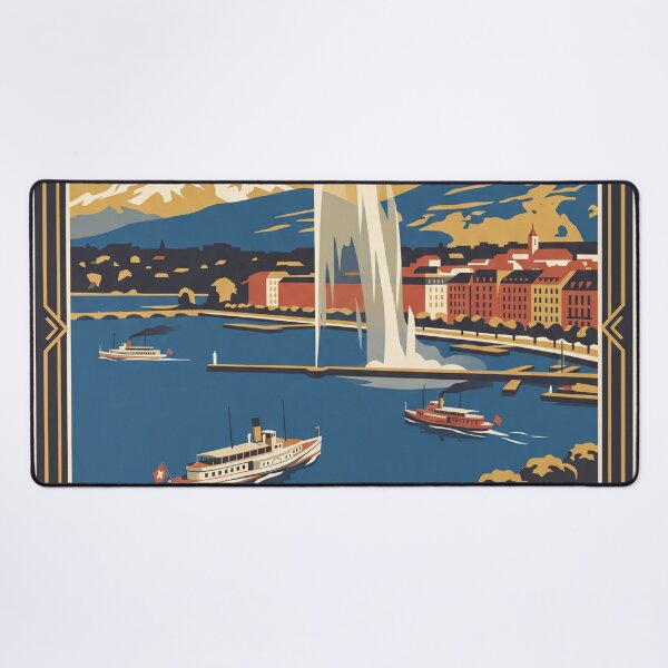Item preview, Geneva Switzerland Vintage Travel Poster designed and sold by Bomax121.