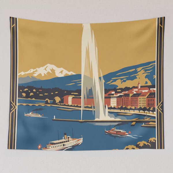 Artikelvorschau, Genf, Schweiz – Vintage-Reiseposter entworfen und verkauft von Bomax121.