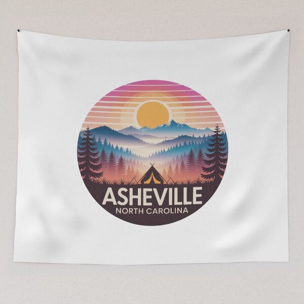 Item preview, Asheville North Carolina: Colorful Mountain Camping Sunset designed and sold by CircinusStore.