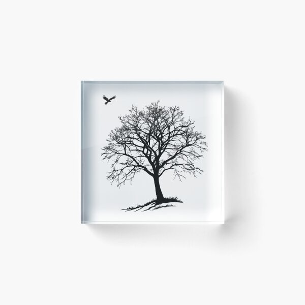 Item preview, Winter Hawk Silhouette - Minimalist Bare Tree Nature Art designed and sold by ArthousePromos.