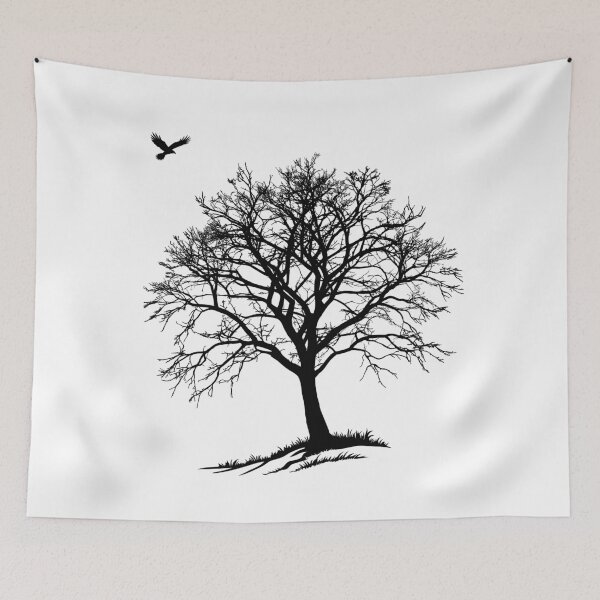 Item preview, Winter Hawk Silhouette - Minimalist Bare Tree Nature Art designed and sold by ArthousePromos.