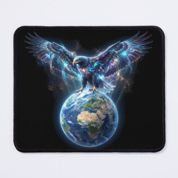 Item preview, Cosmic Guardian Eagle – Majestic Bald Eagle Above Planet Earth | Celestial Wildlife Fantasy Art designed and sold by PLUSHIWORLDtm.