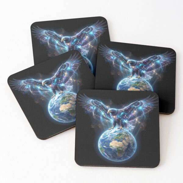 Item preview, Cosmic Guardian Eagle – Majestic Bald Eagle Above Planet Earth | Celestial Wildlife Fantasy Art designed and sold by PLUSHIWORLDtm.