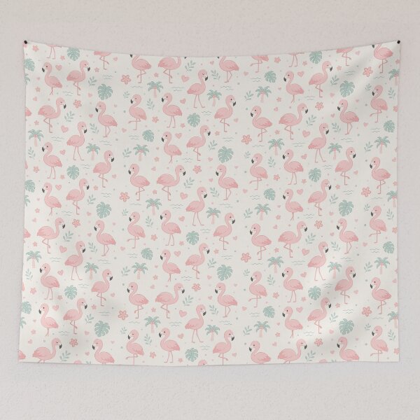 Item preview, Tropical Pink Flamingo Pattern - Kawaii Summer Beach Palm Tree Design designed and sold by charlypicazo.