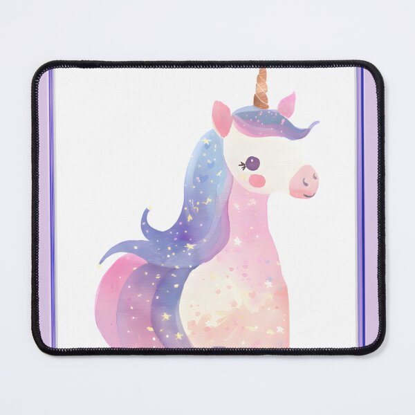 Item preview, Cute Unicorn in Soft Colours in Purple Frame designed and sold by TeeGeeTees.