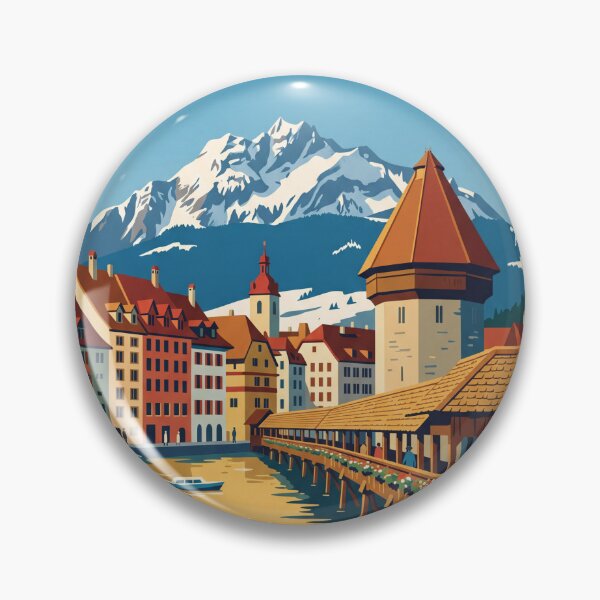 Item preview, Lucerne Switzerland Vintage Travel Poster designed and sold by Bomax121.