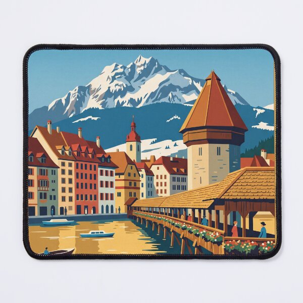Item preview, Lucerne Switzerland Vintage Travel Poster designed and sold by Bomax121.