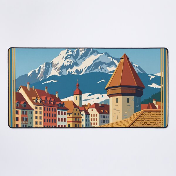 Item preview, Lucerne Switzerland Vintage Travel Poster designed and sold by Bomax121.
