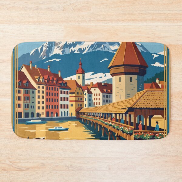 Item preview, Lucerne Switzerland Vintage Travel Poster designed and sold by Bomax121.