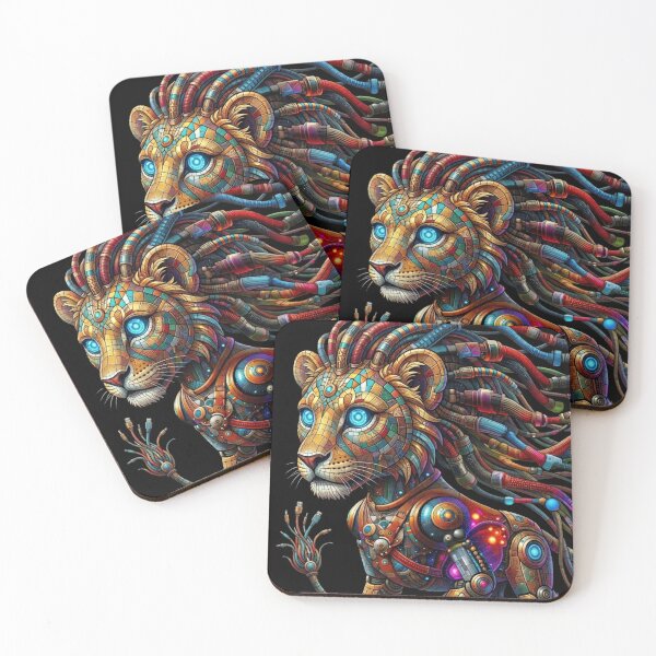 Item preview, Mecha Mosaic Lion Art designed and sold by unboxedbyJuls.
