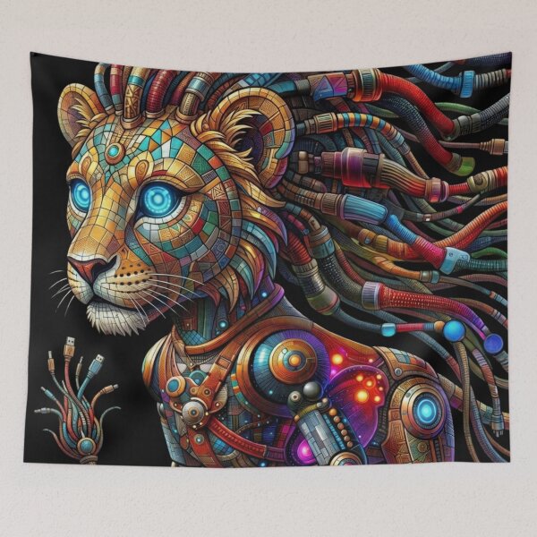 Item preview, Mecha Mosaic Lion Art designed and sold by unboxedbyJuls.