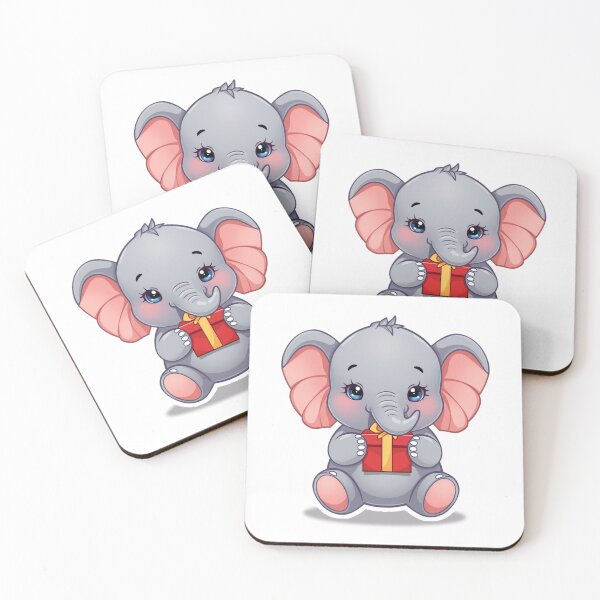Item preview, Cute Baby Elephant Holding Gift Box – Kawaii Birthday & Celebration Sticker designed and sold by DigitfanStudio.