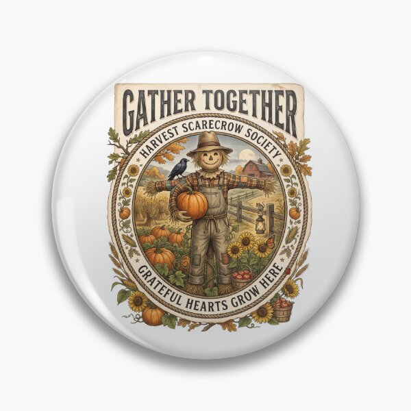 Item preview, Harvest Scarecrow Society – Gather Together Vintage Autumn Farm Illustration designed and sold by Tiffany Roy.
