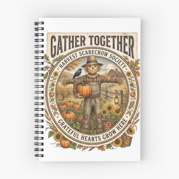 Item preview, Harvest Scarecrow Society – Gather Together Vintage Autumn Farm Illustration designed and sold by Roy & Tiffany.