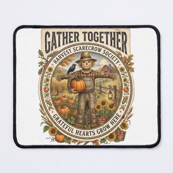 Item preview, Harvest Scarecrow Society – Gather Together Vintage Autumn Farm Illustration designed and sold by Roy & Tiffany.
