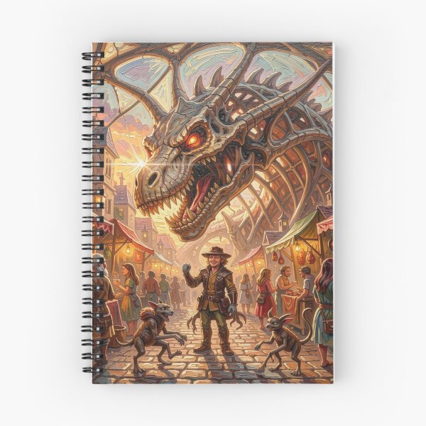 Item preview, Impasto Style – Surreal Fantasy Marketplace beneath the Skeletal Dragon Arch designed and sold by FotoworldEdel.