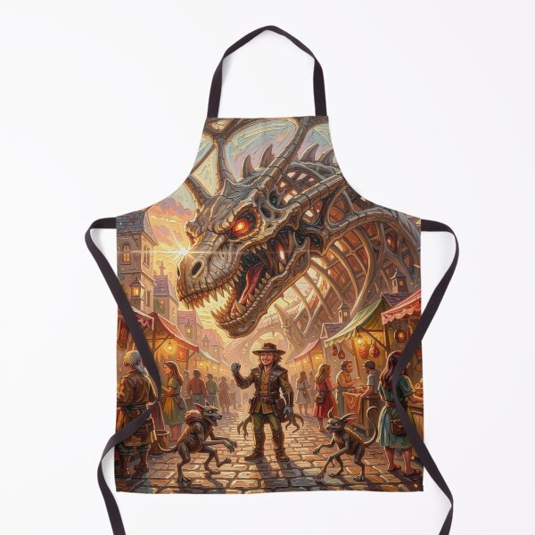 Item preview, Impasto Style – Surreal Fantasy Marketplace beneath the Skeletal Dragon Arch designed and sold by FotoworldEdel.